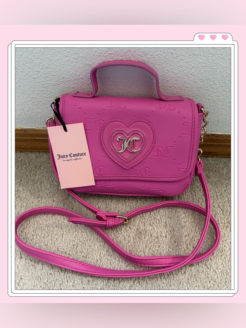 Juicy Couture Only You N Me Flap Crossbody Bag Juicy Pink NWT Y2K Barbiecore